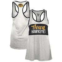 Women's Pressbox White/Black Iowa Hawkeyes Tracy Racerback Burnout Tank Top