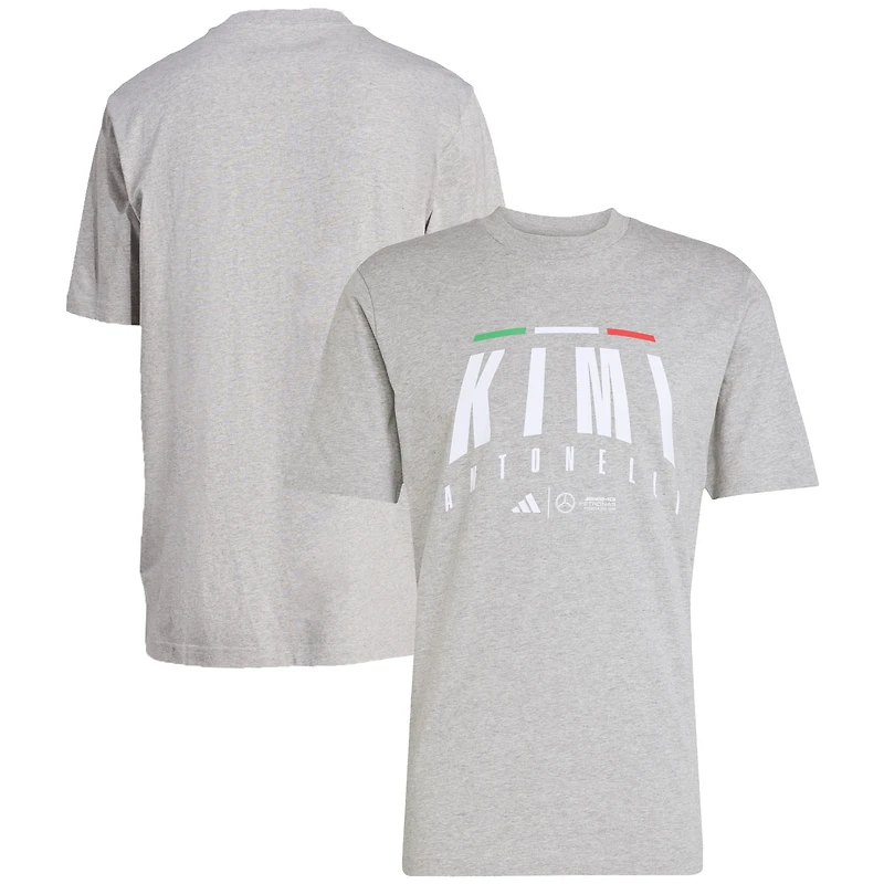 Men's adidas Kimi Antonelli Gray Mercedes-AMG Petronas F1 Team Driver Wear T-Shirt