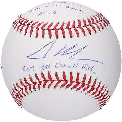 Adley Rutschman Baltimore Orioles & Travis Bazzana Cleveland Guardians Autographed Baseball with Multiple 1st Overall Pick Inscriptions