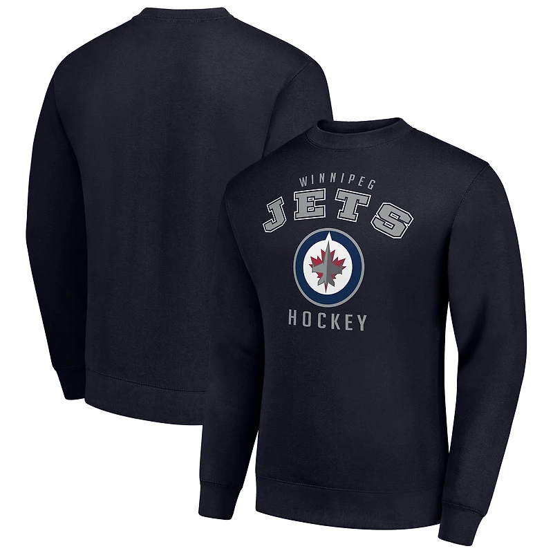 Men's Starter  Navy Winnipeg Jets Team Logo Fleece Pullover Sweatshirt