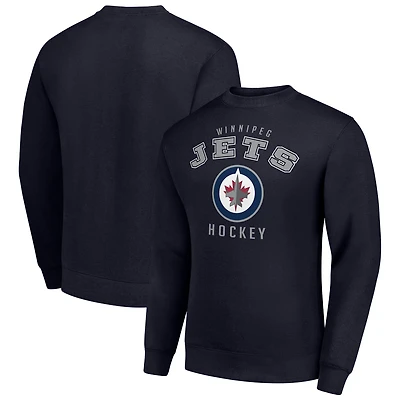 Men's Starter  Navy Winnipeg Jets Team Logo Fleece Pullover Sweatshirt