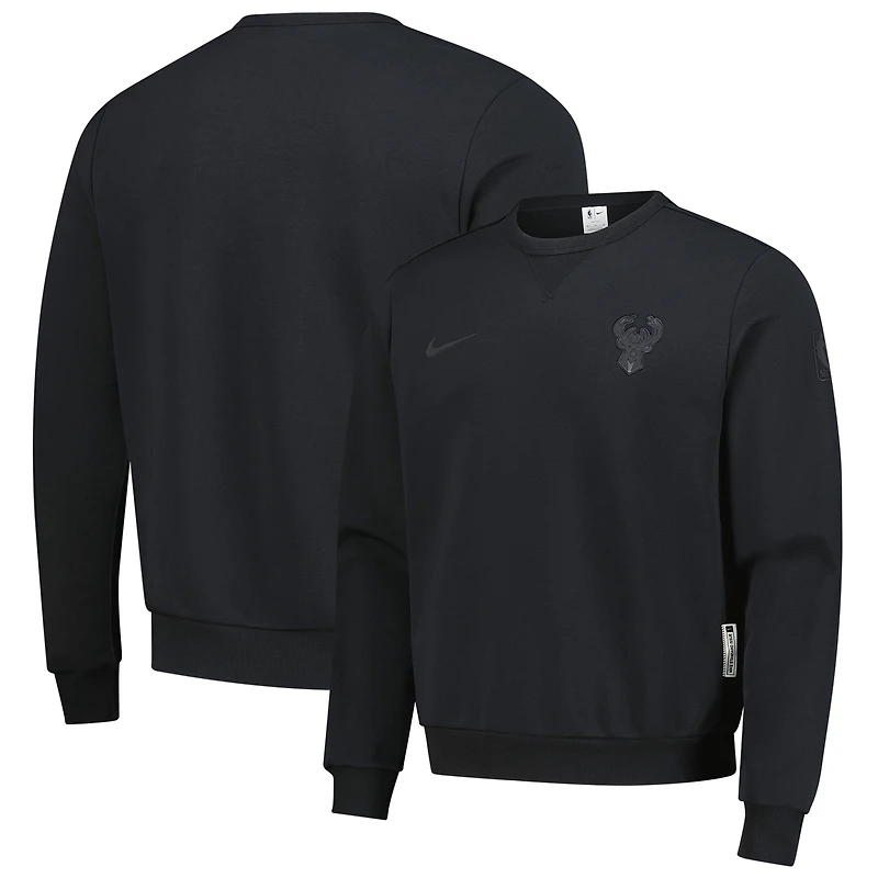 Men's Nike  Black Milwaukee Bucks Authentic Standard Issue Travel Performance Pullover Sweatshirt