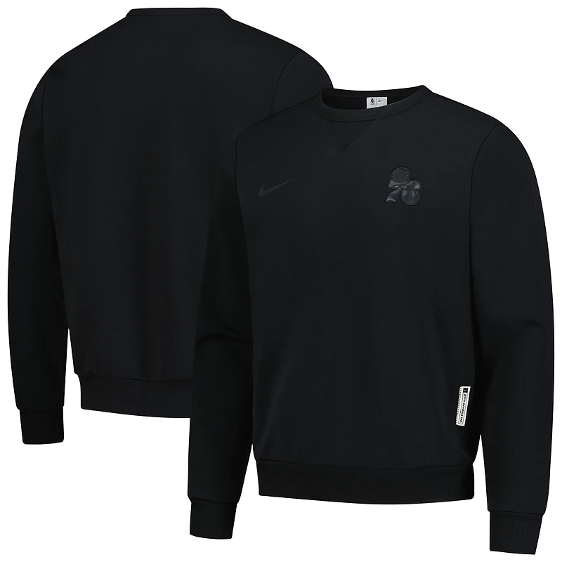 Men's Nike  Black Philadelphia 76ers Authentic Standard Issue Travel Dri-FIT Pullover Sweatshirt