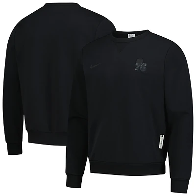 Men's Nike  Black Philadelphia 76ers Authentic Standard Issue Travel Dri-FIT Pullover Sweatshirt