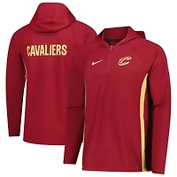 Men's Nike  Wine Cleveland Cavaliers Authentic On Court Zone Quarter-Zip Dri-FIT Hoodie Jacket