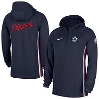 Men's Nike  Navy LA Clippers Authentic On Court Zone Quarter-Zip Dri-FIT Hoodie Jacket