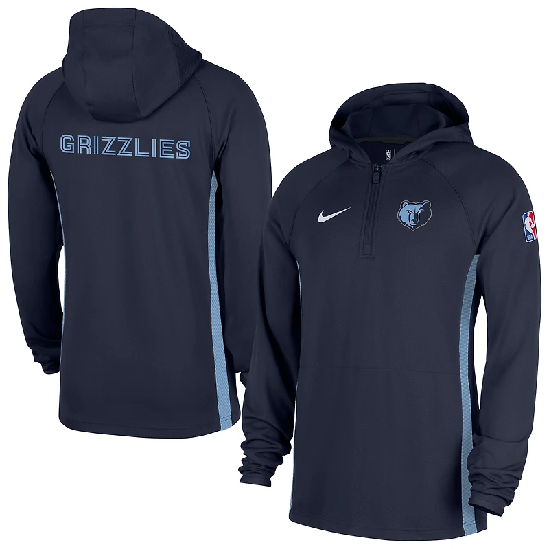 Men's Nike  Navy Memphis Grizzlies Authentic On Court Zone Quarter-Zip Dri-FIT Hoodie Jacket