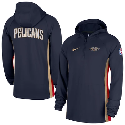 Men's Nike  Navy New Orleans Pelicans Authentic On Court Zone Quarter-Zip Dri-FIT Hoodie Jacket