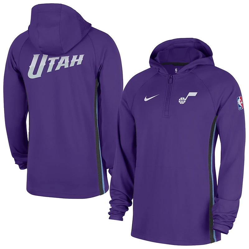 Men's Nike  Purple Utah Jazz Authentic On Court Zone Quarter-Zip Dri-FIT Hoodie Jacket