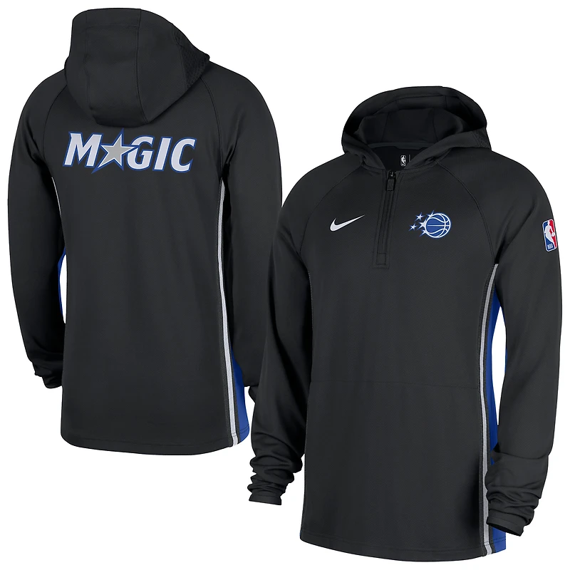 Men's Nike  Black Orlando Magic Authentic On Court Zone Quarter-Zip Dri-FIT Hoodie Jacket