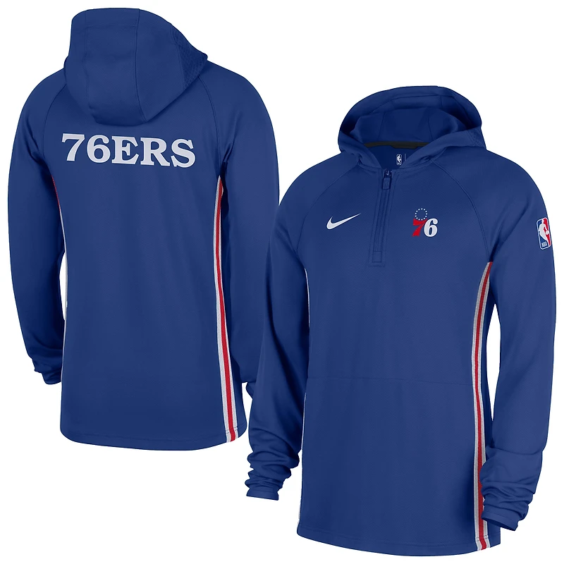 Men's Nike  Blue Philadelphia 76ers Authentic On Court Zone Quarter-Zip Dri-FIT Hoodie Jacket