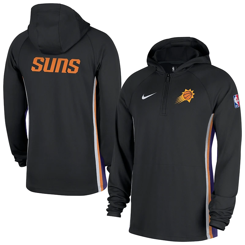 Men's Nike  Black Phoenix Suns Authentic On Court Zone Quarter-Zip Dri-FIT Hoodie Jacket