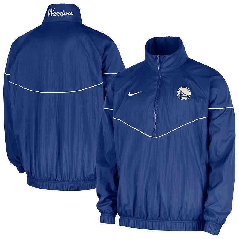 Men's Nike  Royal Golden State Warriors Courtside Windrunner Woven Half-Zip Jacket