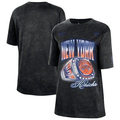Women's Nike Black New York Knicks Courtside Original Content Vintage Washed Boyfriend T-Shirt