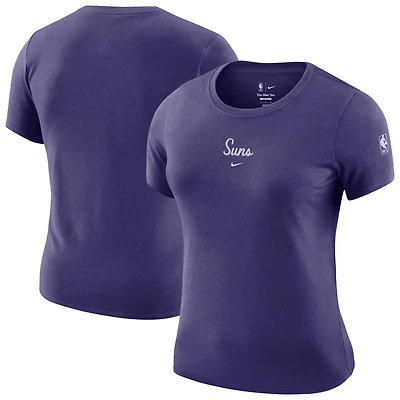 Women's Nike Purple Phoenix Suns Courtside Modest Cropped Tri-Blend T-Shirt