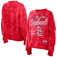 Women's New Era Red St. Louis Cardinals Boxy Mineral Wash Dolmen Sleeve Sweatshirt