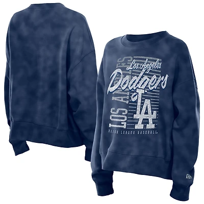 Women's New Era Royal Los Angeles Dodgers Boxy Mineral Wash Dolmen Sleeve Cropped Sweatshirt