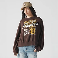 Women's New Era Brown San Diego Padres Boxy Mineral Wash Dolmen Sleeve Cropped Sweatshirt