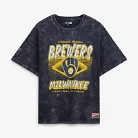 Women's New Era  Navy Milwaukee Brewers Mineral Wash Oversized T-Shirt