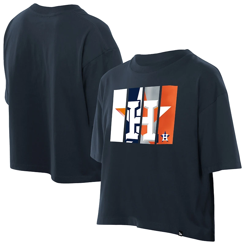 Women's New Era Navy Houston Astros Boxy Foil Logo T-Shirt