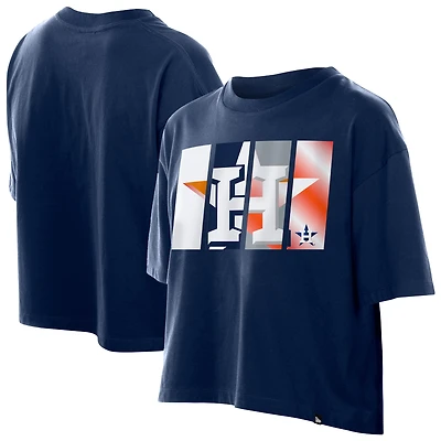 Women's New Era Navy Houston Astros Boxy Foil Logo T-Shirt