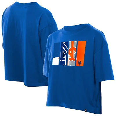 Women's New Era Royal York Mets Boxy Foil Logo T-Shirt