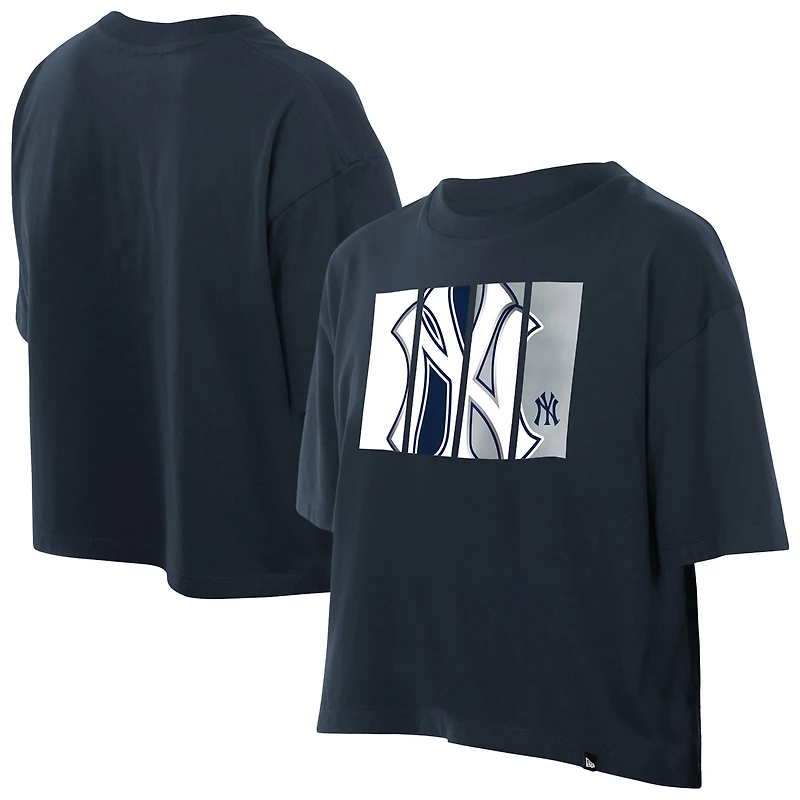 Women's New Era Navy York Yankees Boxy Foil Logo T-Shirt