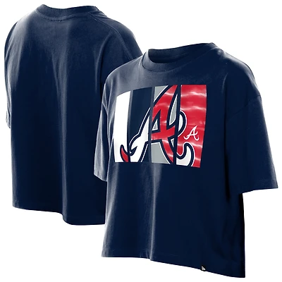 Women's New Era Navy Atlanta Braves Boxy Foil Logo T-Shirt