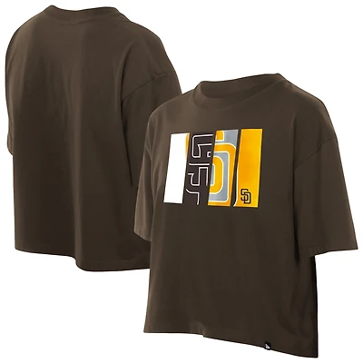Women's New Era Brown San Diego Padres Boxy Foil Logo T-Shirt
