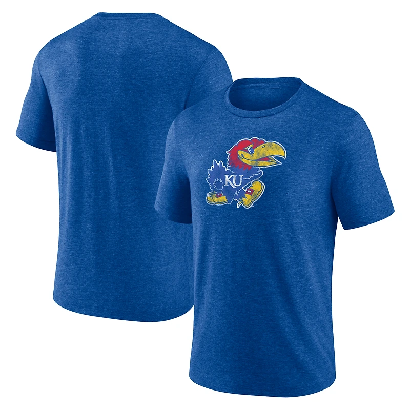 Men's Royal Kansas Jayhawks Classic Primary Tri-Blend T-Shirt