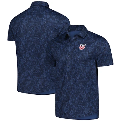 Men's Antigua  Navy USMNT Lush Woven Button-Up Top