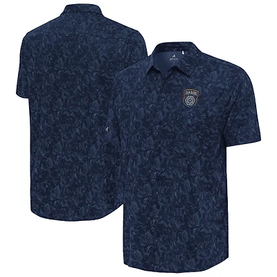 Men's Antigua  Navy San Diego FC Lush Woven Button-Up Top