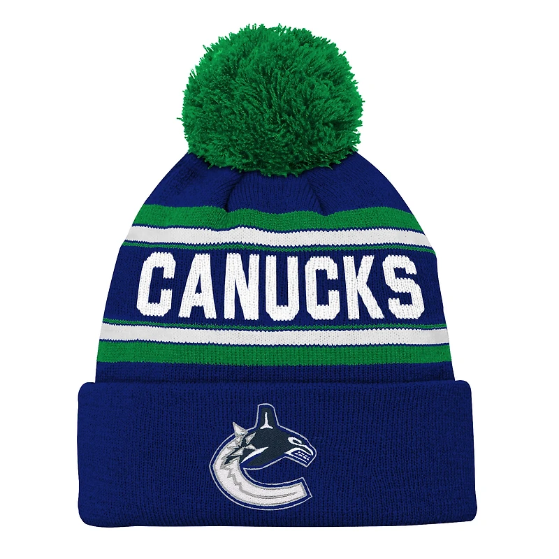 Youth Outerstuff Blue Vancouver Canucks Jacquard Cuffed Knit Hat with Pom
