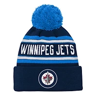 Youth Outerstuff Navy Winnipeg Jets Jacquard Cuffed Knit Hat with Pom
