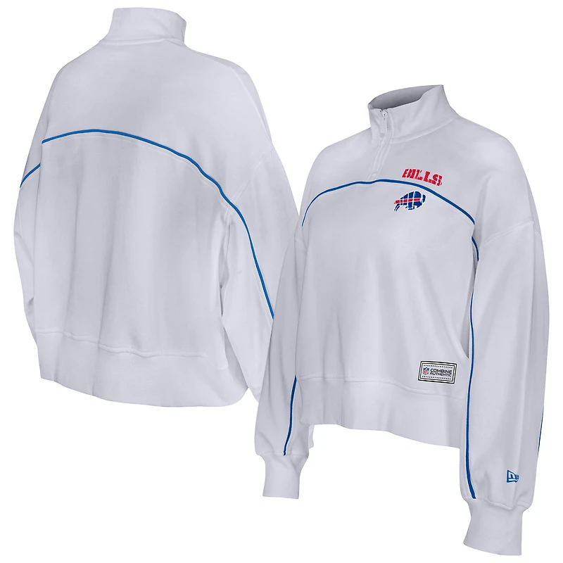 Women's New Era White Buffalo Bills Functional Fandom Quarter-Zip Sweatshirt