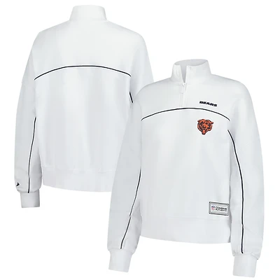 Women's New Era White Chicago Bears Functional Fandom Quarter-Zip Sweatshirt