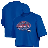 Girl's New Era Royal York Giants Flip Sequin Boxy T-Shirt