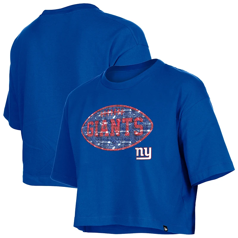 Girl's New Era Royal York Giants Flip Sequin Boxy T-Shirt
