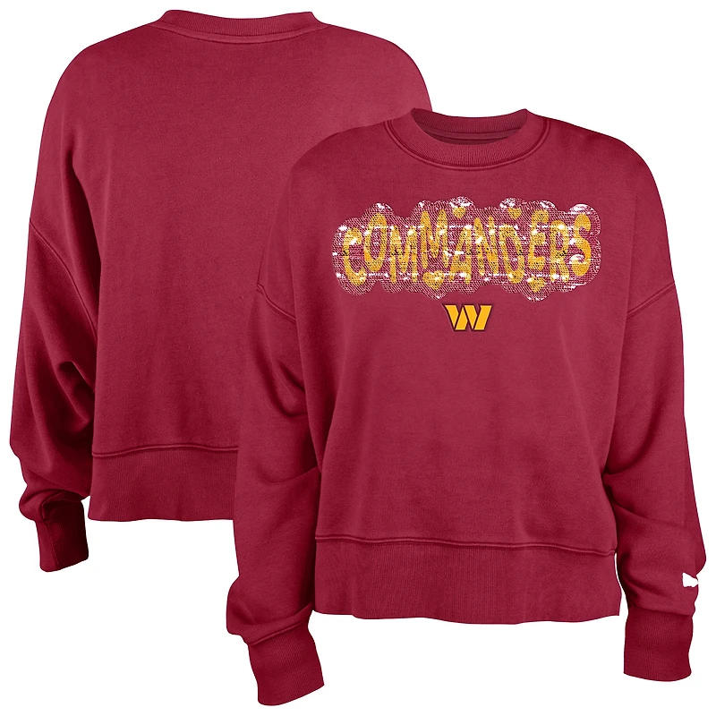Girl's New Era Burgundy Washington Commanders Flip Sequin Sweatshirt
