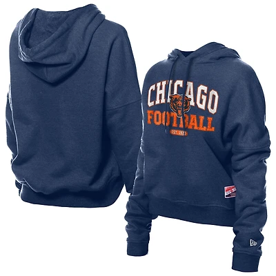 Women's New Era Navy Chicago Bears Throwback Boxy Hoodie Sweatshirt