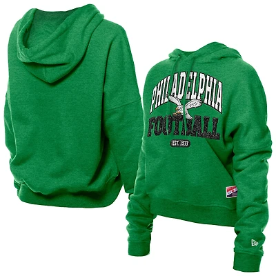 Women's New Era Kelly Green Philadelphia Eagles Throwback Boxy Hoodie Sweatshirt