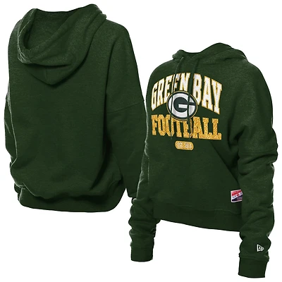 Women's New Era Green Bay Packers Throwback Boxy Hoodie Sweatshirt