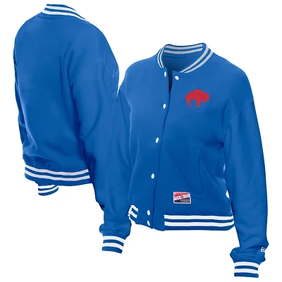 Women's New Era  Royal Buffalo Bills Throwback Fleece Full-Snap Jacket