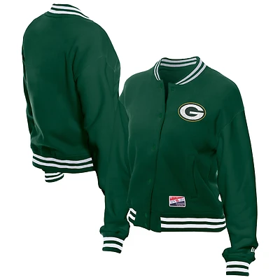 Women's New Era  Green Bay Packers Throwback Fleece Full-Snap Jacket
