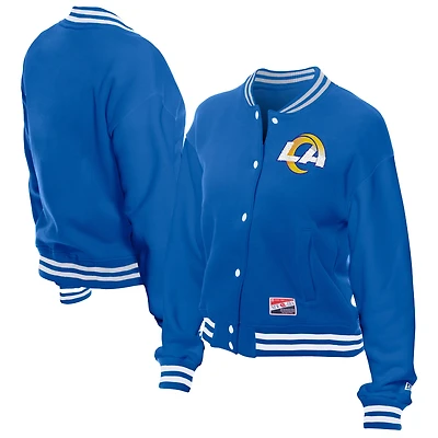 Women's New Era  Royal Los Angeles Rams Throwback Fleece Full-Snap Jacket