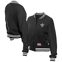 Women's New Era  Black Orleans Saints Throwback Fleece Full-Snap Jacket