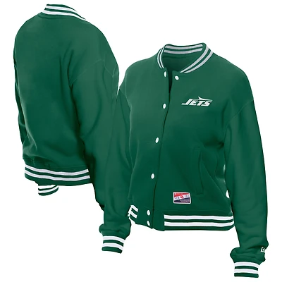 Women's New Era  Kelly Green York Jets Throwback Fleece Full-Snap Jacket