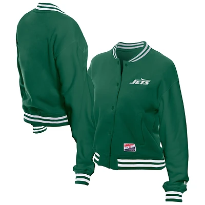 Women's New Era  Kelly Green York Jets Throwback Fleece Full-Snap Jacket