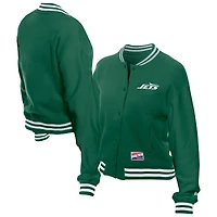 Women's New Era  Kelly Green York Jets Throwback Fleece Full-Snap Jacket