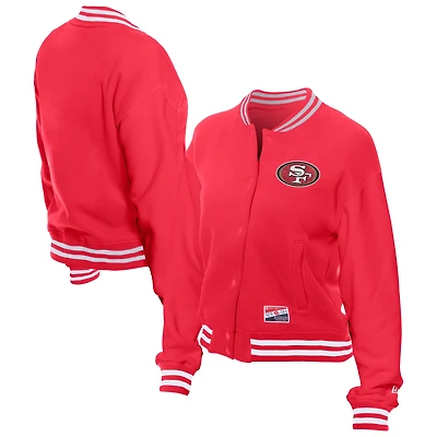 Women's New Era  Scarlet San Francisco 49ers Throwback Fleece Full-Snap Jacket